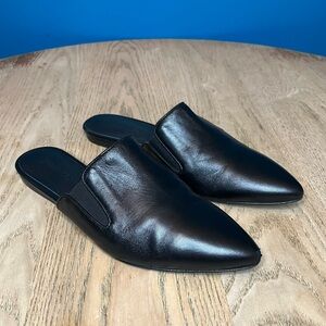 Jenni Kayne Black Leather Pointed Mules Slip On Flats Women’s Size 37.5/7.5